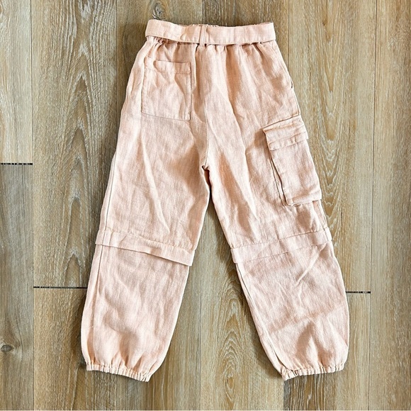 ZARA Girls Belted Zip Front Peach Pink Cargo Pants Size 9 - Picture 4 of 5